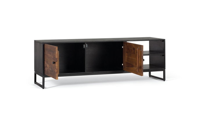 GINER Y COLOMER Mueble TV de madera de palisandro y mango con patas de metal